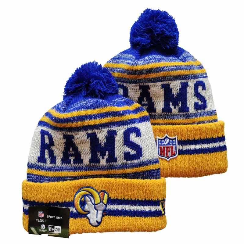 Rams Team Logo Yellow and Royal Pom Cuffed Knit Hat YD,We sell and wholesale Rams Team Logo Yellow and Royal Pom Cuffed Knit Hat YD on line form chian!